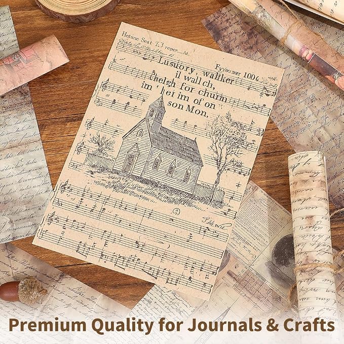 icceemee 160 Sheets of Retro Manuscript Scrapbook Paper, journaling Scrapbook - Image 5