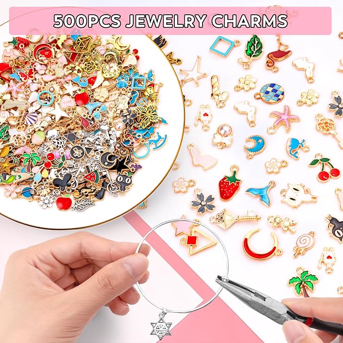 500 PCS Charms for Jewelry Making, Keychains & Craft Projects, Bulk Jewelry - Image 2