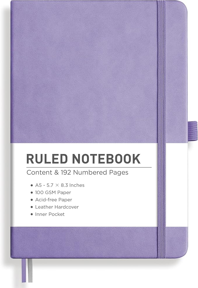 RETTACY Lined Journal Notebook, 192 Numbered Pages, A5 Size | Leather Hardcover by RETTACY
