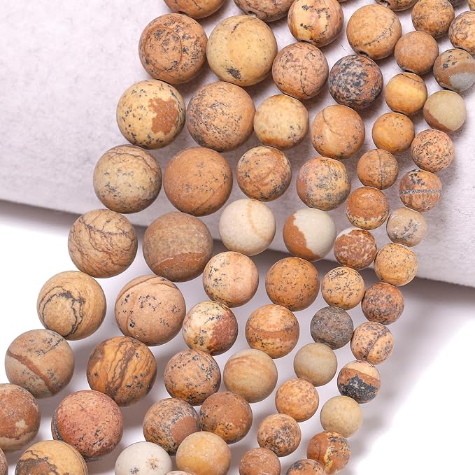 10mm Matte Picasso Jasper Bead, 15-Inch Matte Round Loose Stone Beads - Image 6