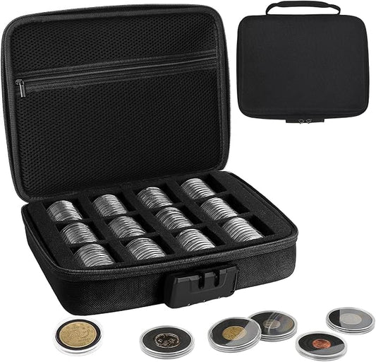 Coin Capsules with Foam Gasket and Storage Organizer Box, Coin Storage Case by WAEKIYTL