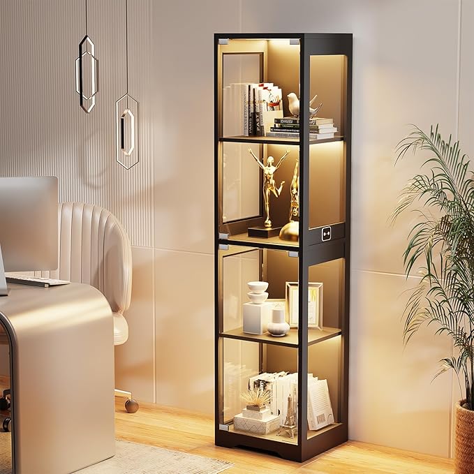 BROTTAR Glass Display Cabinet, 4-Tier Curio Cabinets - Image 6