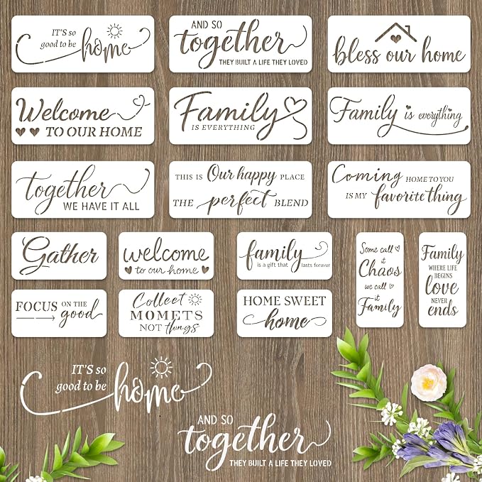 INFUNLY 17Pcs Family Slogans Painting Stencil by INFUNLY