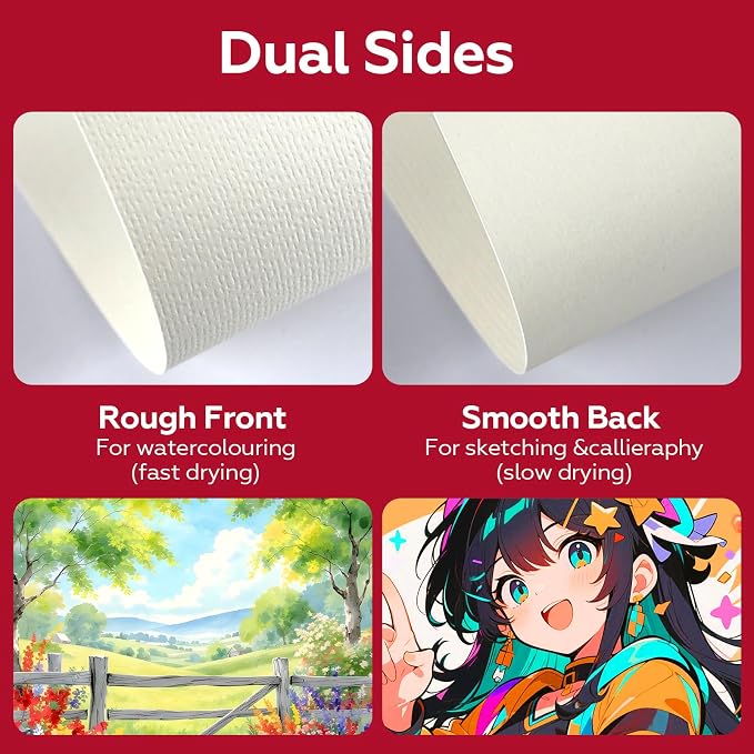 100 Sheets Watercolor Paper Bulk，9 x 12 Inch Cold Press 140 lb/300 GSM Water - Image 3