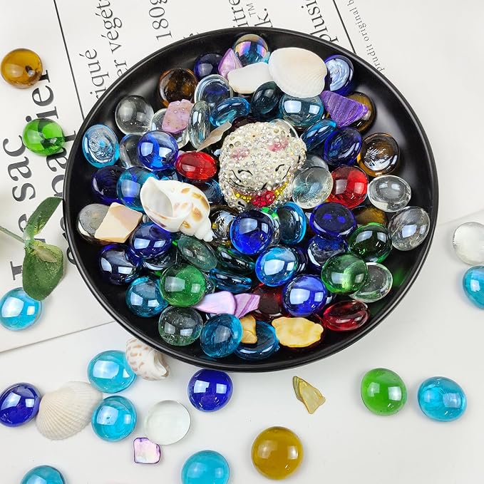 FANTIAN 1LB Flat Glass Pebbles for Vase, Decorative Glass Rocks for Vase Filler - Image 7