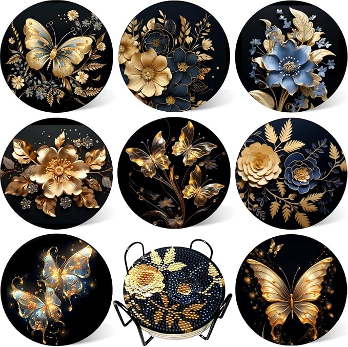 8pcs Flower Diamond Painting Coasters Kits by Bulerrylulu