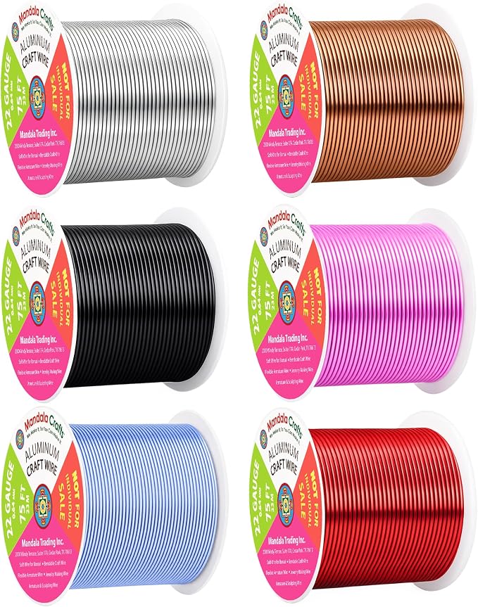 Mandala Crafts 22 GA Red Copper Black Assorted Anodized Aluminum Craft Wire | by MandalaCrafts