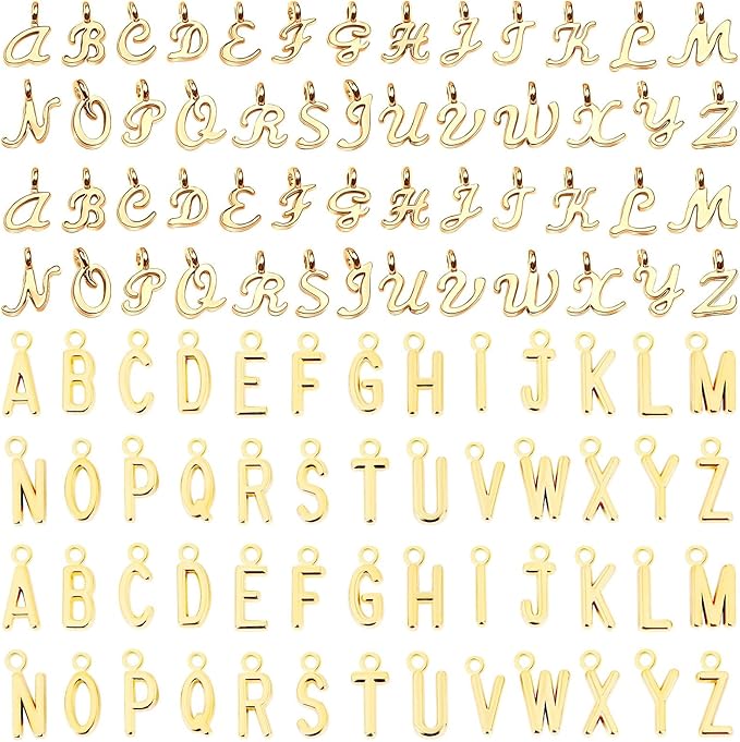 SANNIX 156Pcs/6 Sets Letter Charms, A-Z Letter Charms 2 Styles Initial Alphabet by SANNIX