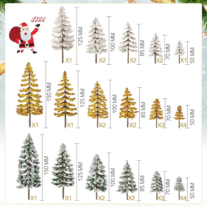 Skylety 35 Pieces Model Trees 6.3-1.2 Inch Mixed Miniature Trees Diorama - Image 2