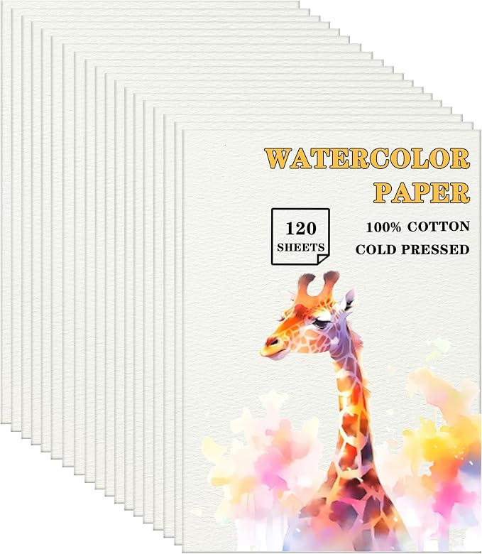 Silunkia 120 Sheets 100% Cotton Watercolor Paper 9 x 12 by Silunkia