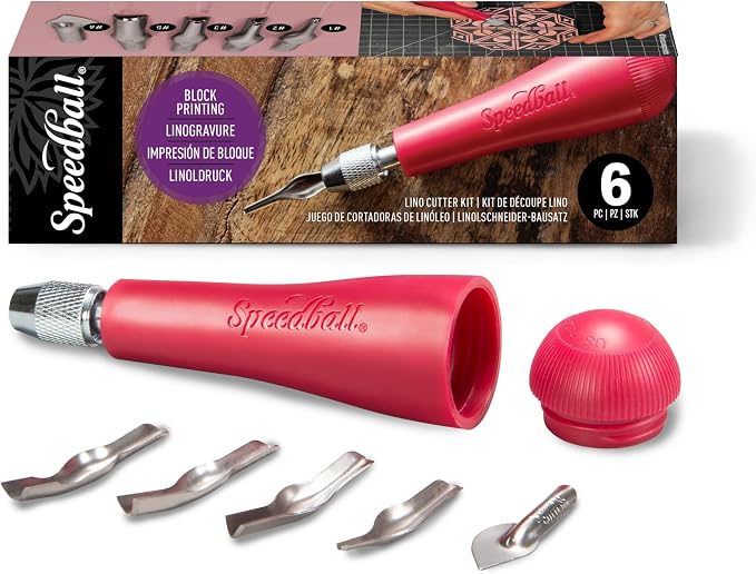 Speedball 4131 Linoleum Cutter – 5 Assorted Lino Cutters Includes Plastic by SpeedballArt