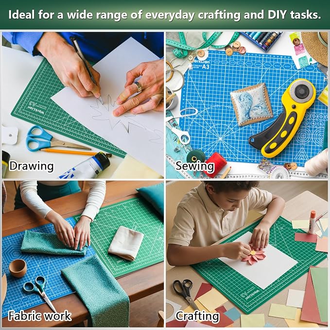 WORKLION 12" x 18" Art Self Healing PVC Cutting Mat, Double Sided, Gridded - Image 7