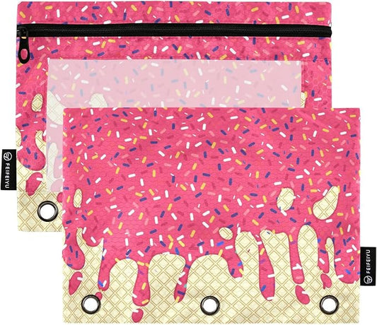 Red Ice Cream Print Pencil Pouch by BOENLE-WELCOMEYOURCOMING