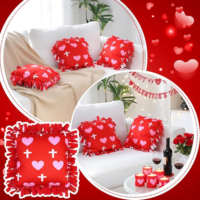 Chunful 6 Sets Valentine's Day Tied Pillow Craft Kit - Image 3