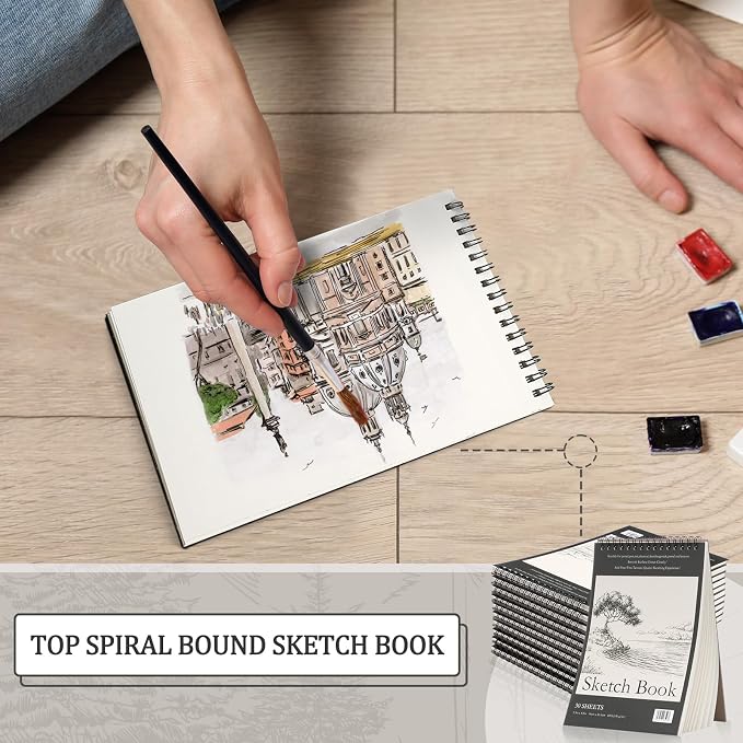 Jexine 20 Pcs 5.5'' x 8.5'' Top Spiral Bound Sketch Book 30 Sheet Each - Image 5