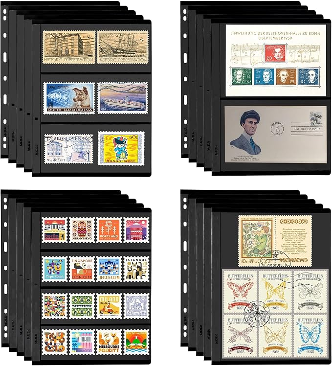 40 Pages 20 Sheets Stamp Album Pages, 8.4 * 11" 4 Styles Stamp Collection - Image 2