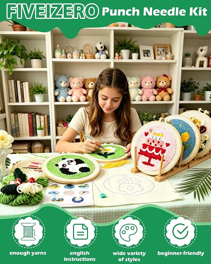FIVEIZERO Punch Needle Kit for Beginners, Tulip Punch Embroidery Kit - Image 5
