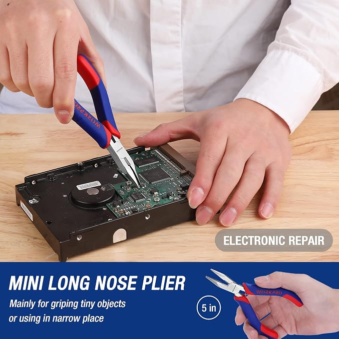 WORKPRO Mini Pliers Set, 3-Piece Small Pliers Tool Kit | Includes 4” Diagonal - Image 8