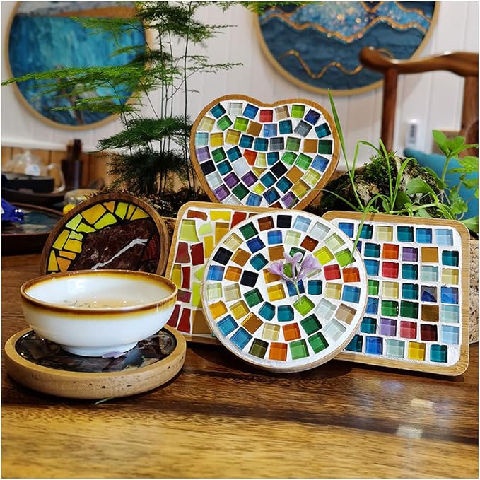 Mosaic Tiles Squares Orange Crystal Mosaic Glass Tile - Image 5