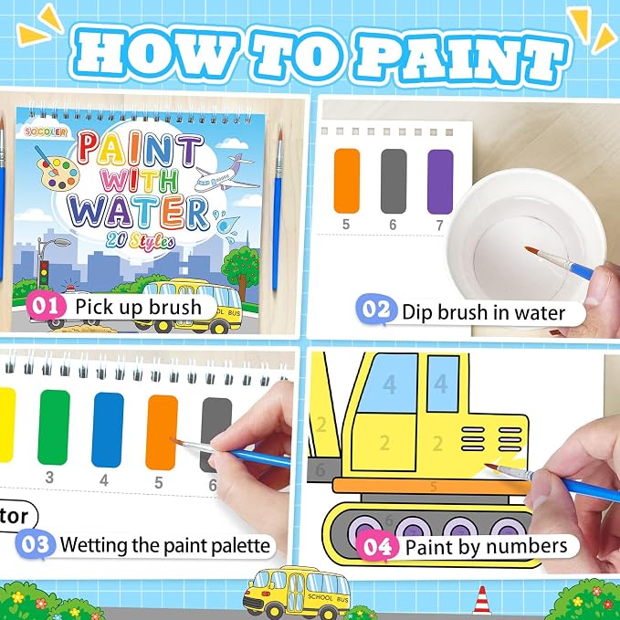 SOCOLER Paint with Water Coloring Books - Image 3