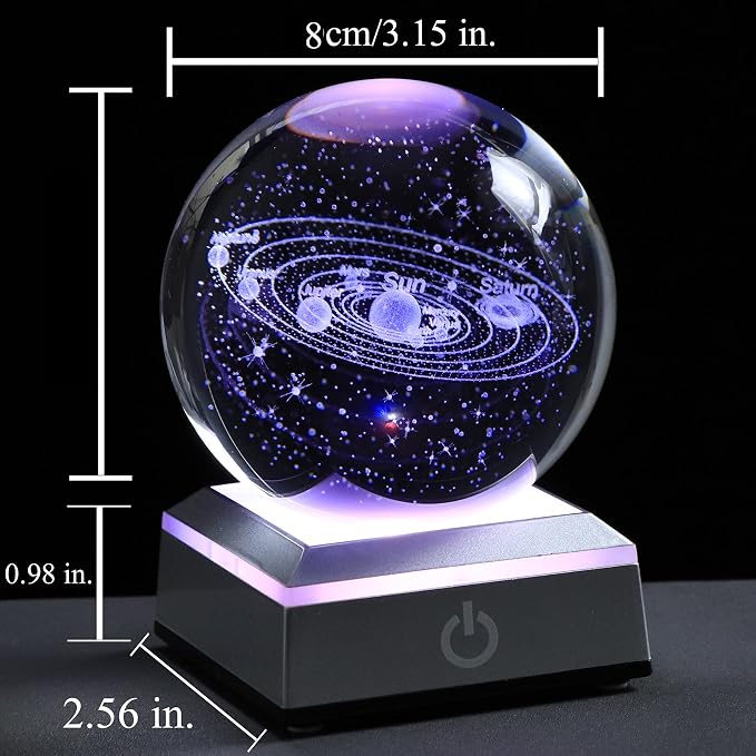 Qianwei 3D Solar System Model Crystal Ball Astronomy Gifts Men Space Decor | - Image 5