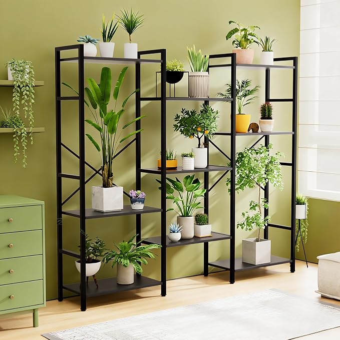 GRUSIGN Triple 4 Tier Book Shelf, Modern Bookcase Shelf, Freestanding Large - Image 4