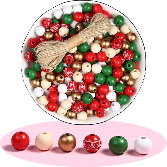 240PCS Colorful Round Wooden Christmas Beads by QDXATIVP