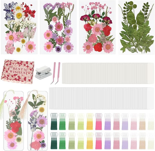 440 Pcs Pressed Flower Bookmark Kit, Handmade Craft by Unknown