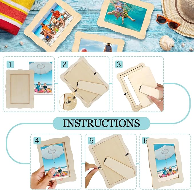 RYKOMO 12 Pieces DIY Wooden Picture Frames, Unfinished Solid Wood Photo Picture - Image 5