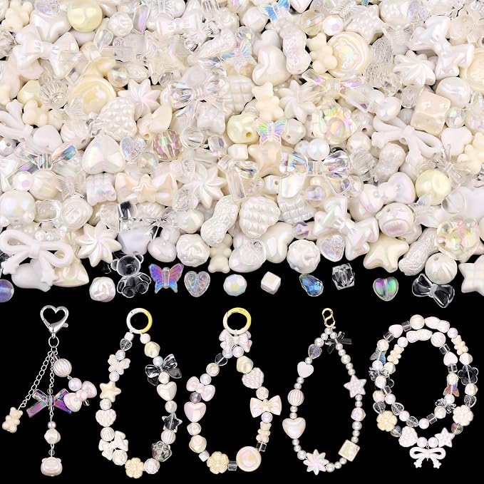 200-260PCS TINKRSTUFF Assorted White Acrylic Beads by TINKRSTUFF