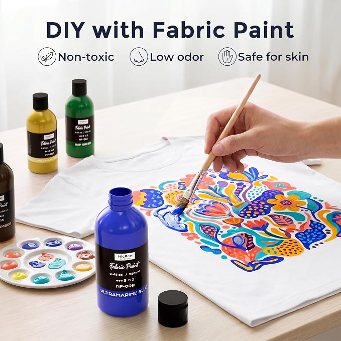 Nicpro Gold Fabric Paint with Pump, 33.8 fl oz Large Fabric Paint - Image 3