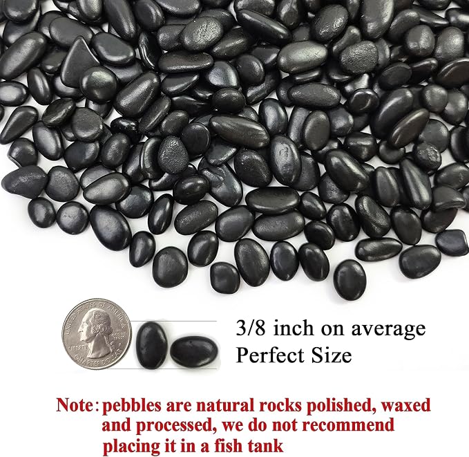 FANTIAN 5 lbs Pebbles for Indoor Plants. 3/8 inch Small Black Stones, - Image 2