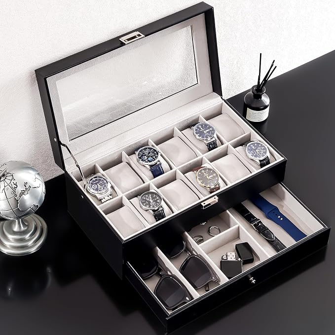 ProCase Watch Box, 12 Slot Mens Watch Case - Image 7