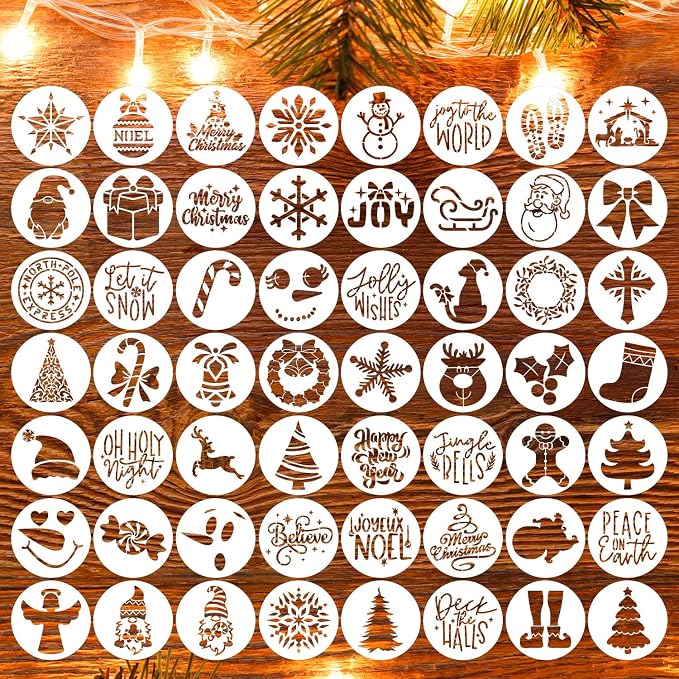 Small Christmas Stencils for Crafts Reusable 3inch Christmas Stencil Holiday by SUNVERSE