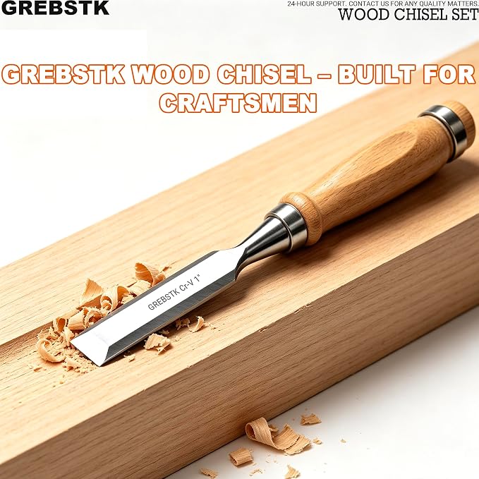 GREBSTK 4-Piece Ultra-Sharp Wood Chisel Set, CR-V Steel Beveled Blades - Image 9