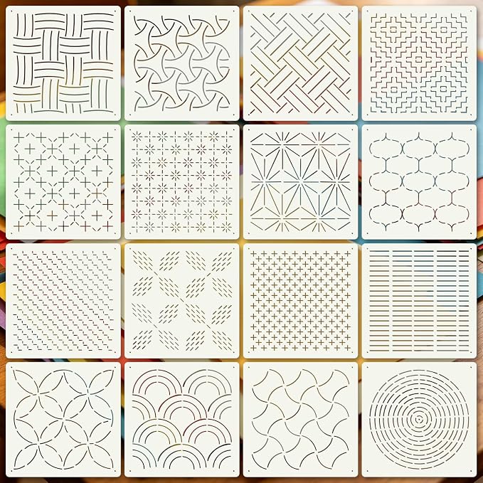 Texture Stencils for Crafts Reusable 16Pcs Stencils | DIY Art Painting Stencil by Unknown
