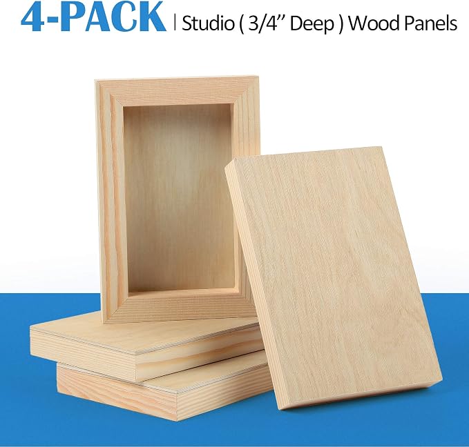 Falling in Art 4 Pack 4x6’’ Unfinished Birch Wood Panels Kit - Image 5
