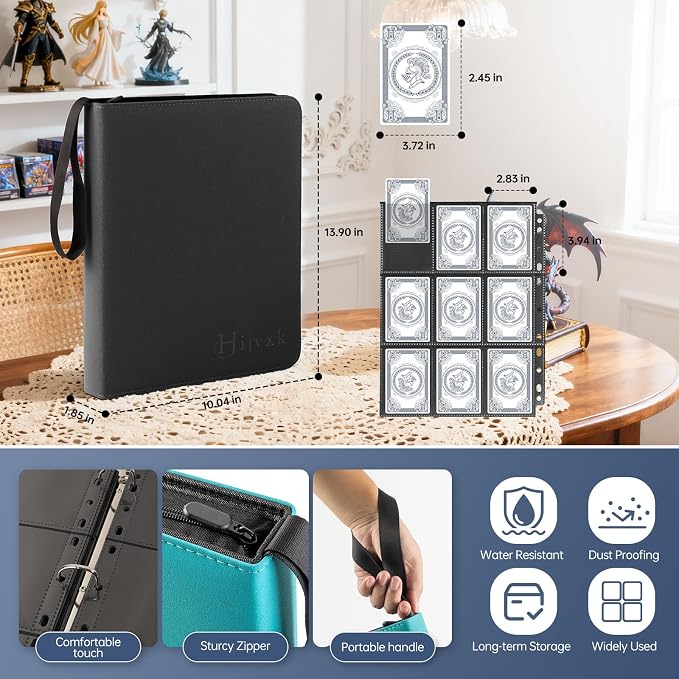 Trading Card Binder, Premium 9 Pocket Double Sided 720 Pocket PU Card - Image 2