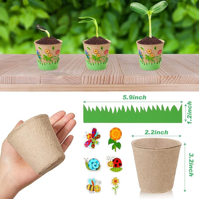 Jecery 12 Sets Garden Paper Craft Kit DIY Foam Flower Pots, Flower Planting and - Image 3