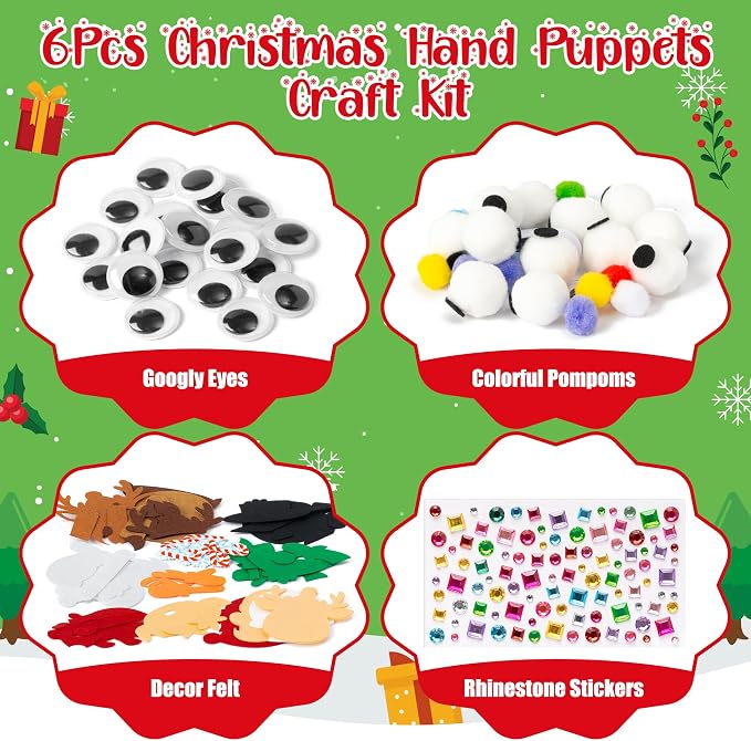 WATINC 6Pcs Hand Puppet Making Kit, Art Craft Felt Sock Puppet Toys, Creative - Image 2