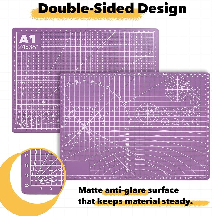 Mandala Crafts Self-Healing Cutting Mat Set – 24" x 36" A1 Purple Pink - Image 2