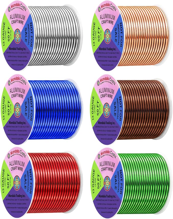 Mandala Crafts 13 GA Green Brown Red Assorted Anodized Aluminum Craft Wire | by MandalaCrafts