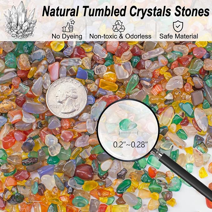 Colorful Agate Crushed Stone Crystal Chips Bulk Irregular Shaped Aquarium Decor - Image 2