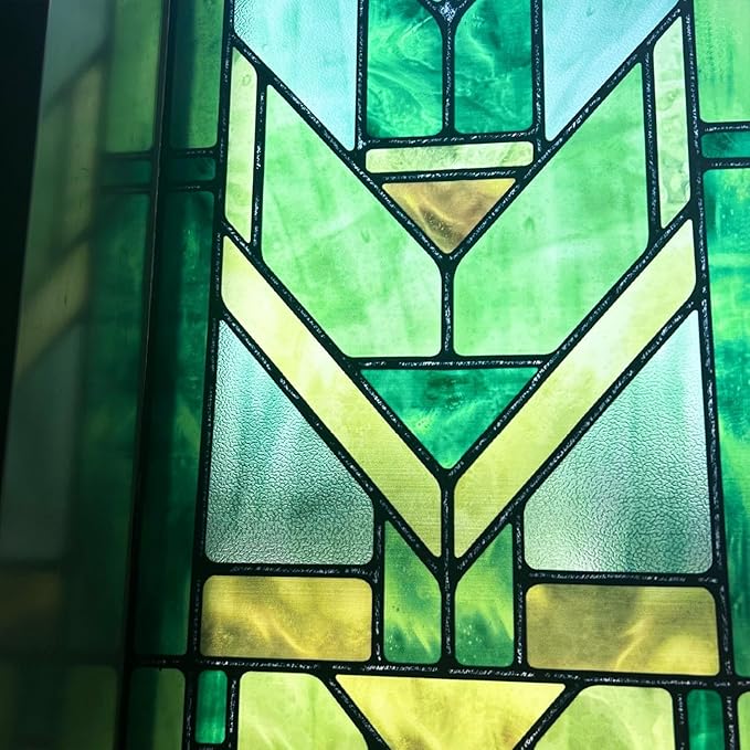 Original Hand Drawn Faux Stained Glass Window Film, Double-Sided Privacy Static by ChicSkin