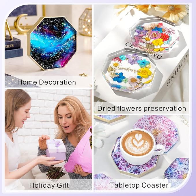 HeyClear 6-Cavity Coaster Silicone Molds, Octagon Coaster Molds - Image 3