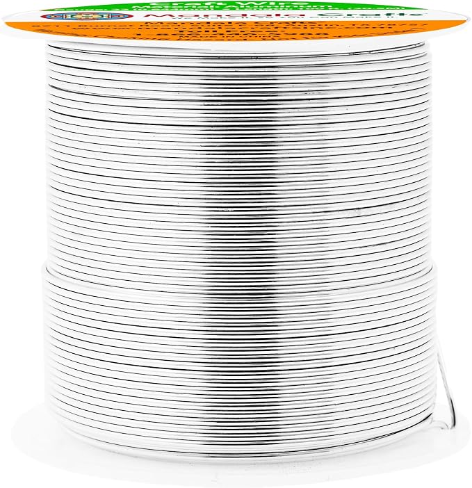 Mandala Crafts 22 Gauge Silver Tone Anodized Aluminum Craft Wire, 100 FT | by MandalaCrafts
