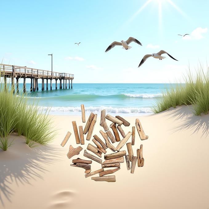 20 Pcs Wood Natural Driftwood Pieces Branch Slices Craft Sticks Beach Decor - Image 4