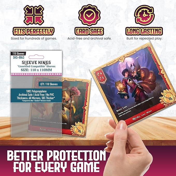Sleeve Kings Unsettled Compatible Card Sleeves – 110 Pack, 110 x 110 mm - Image 5