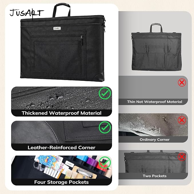JusArt Art Portfolio Bag, 24x36 Foldable Light Weight Portfolio Folder Case - Image 7
