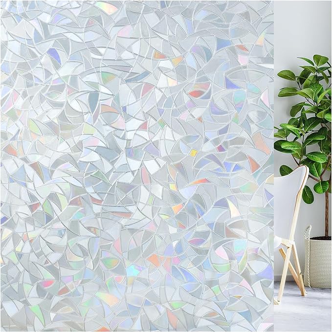 LUTE Rainbow Window Privacy Film, Stained Cling, 35.4" x 157.4" | 3D Decorative by LUTE